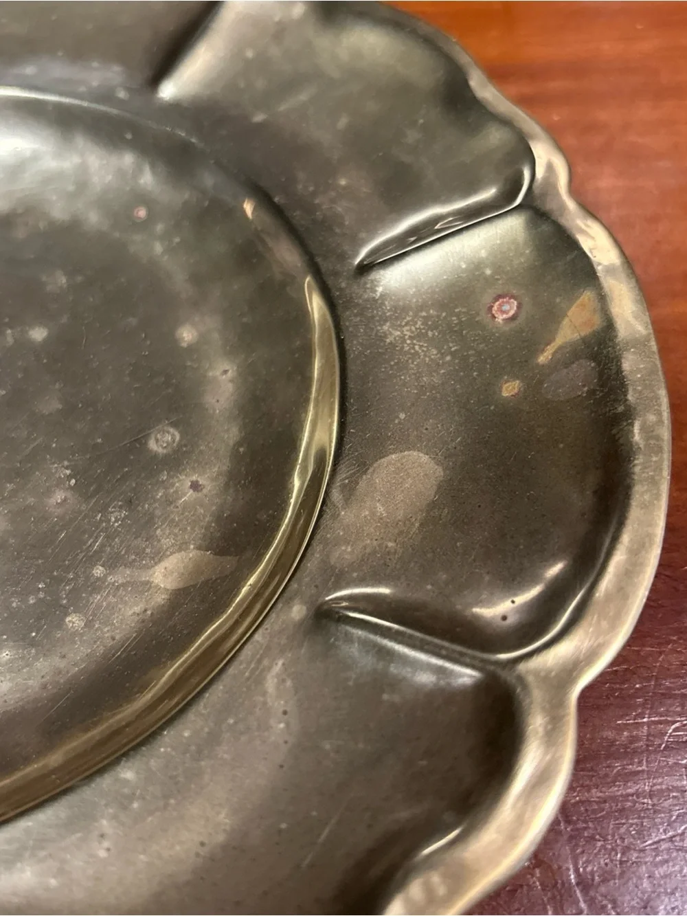 Vintage Brass Scalloped Edge 7.5” Dish Made In Mexico Pure Brass